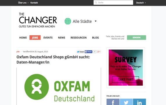 Karriereportal für Social Business: The Changer - Foto: Screenshot von www.thechanger.org